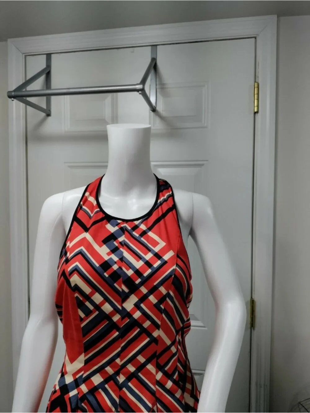 Calvin Klein Womens Fit & Flare with Pockets 8 Red Multi-Color Size M Geometric - Picture 5 of 11